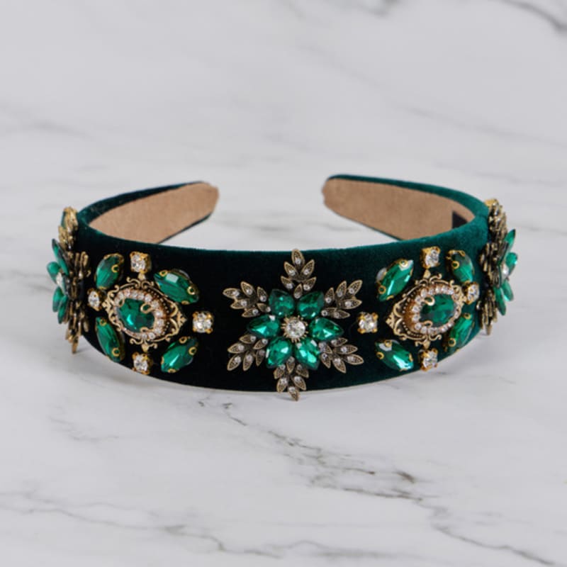 

LALA Бархатная широкая повязка для волос с драгоценностями black