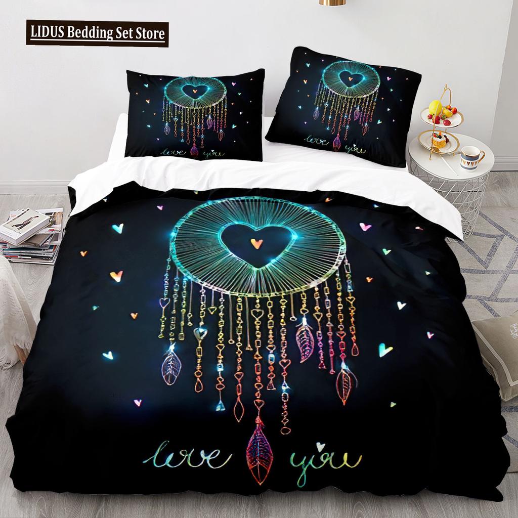 Dreamcatcher Duvet Cover Set 3D Print Feather Sun Moon Polyester Comforter Cover King Queen Twin Full Size For Kids Boys Girls