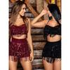 Sexy Suspender Sequin Fringe Shorts Set Sequined Suspender Tassel Shorts Suit