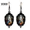 Dark Academia Accessories Gothic Ghost Earrings, Vintage Style Matte Black Alloy Dangle Halloween Earrings for Women Decorative Jewelry Daily