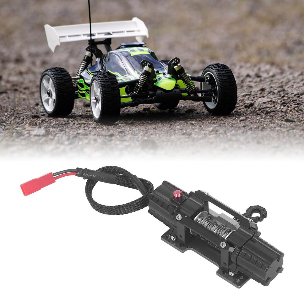 RC Winch Aluminum Alloy Electric Dual Motor Simulated Winch for SCX10 90046 D90 1Celsius10 RC Car 6 to 8V