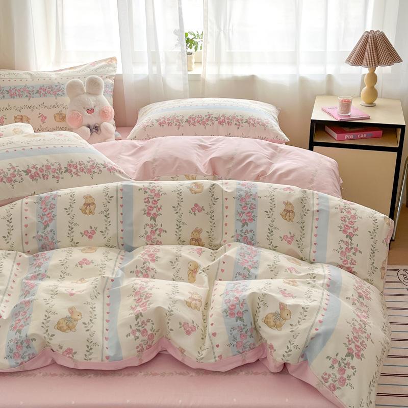 

Постільна білизна Набір з чотирьох предметів Друкований Приємний до шкіри Попередньо випрані простирадла Підковдра Наволочка Набір 1.2m bed