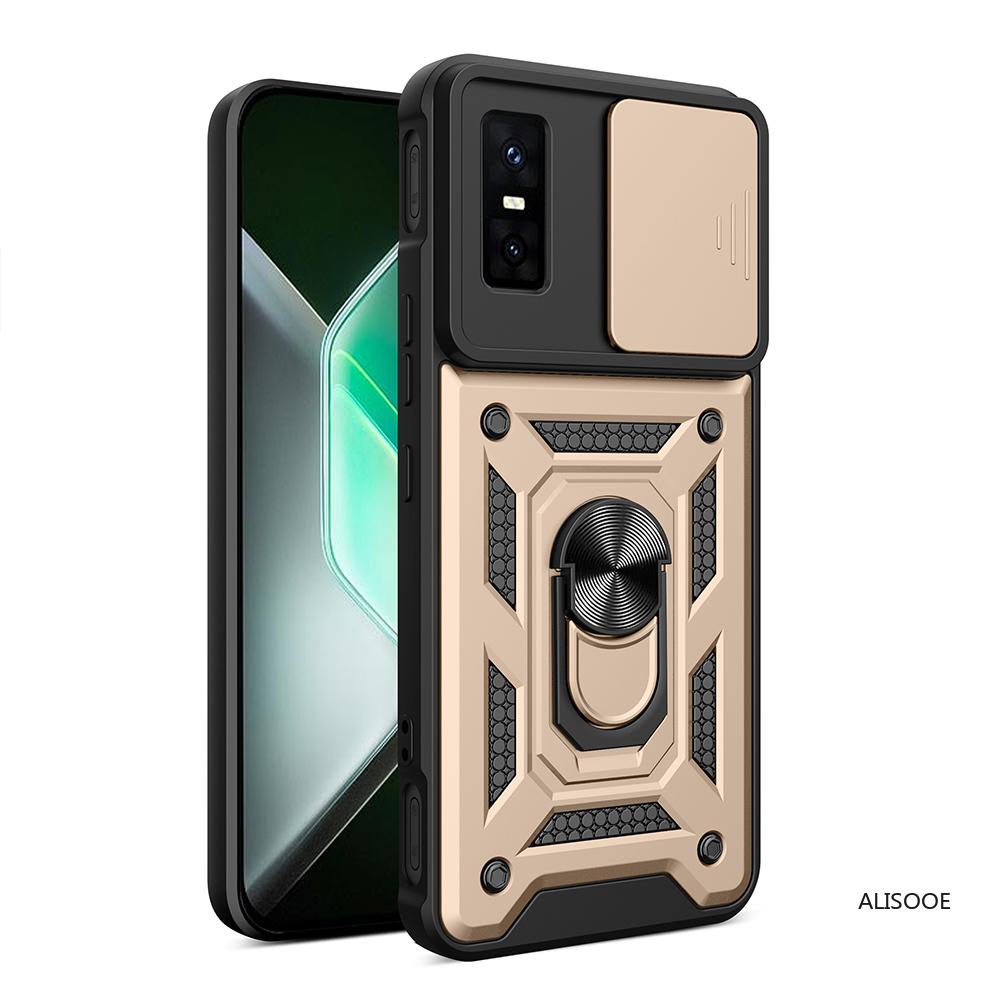 

Чехол для Infinix GT 30 Pro 5G Чехол Сдвижная камера Кольцо-подставка Защитная крышка для Infinix GT 30 Pro Противоударная Capa Infinix GT 30 Pro золотой