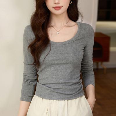 Hautfreundliches Bequemes Modal Baumwolle Herbst Neu Langarm T-Shirt Damen mit einem Basic-Shirt