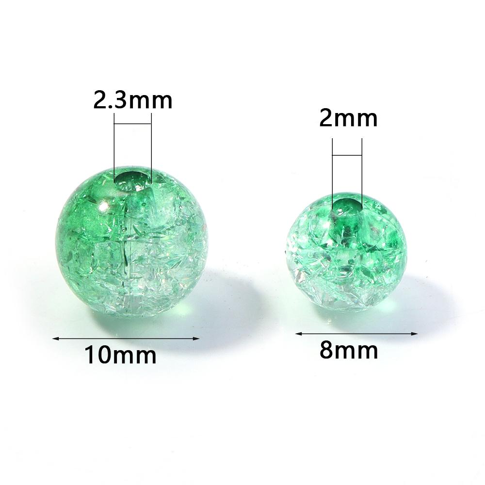 50pcs 8 10mm Acrylic Cracked Crystal Beads Double Color Glass Round Loose Bead For Jewelry Making DIY Bracelet Necklace Earrings