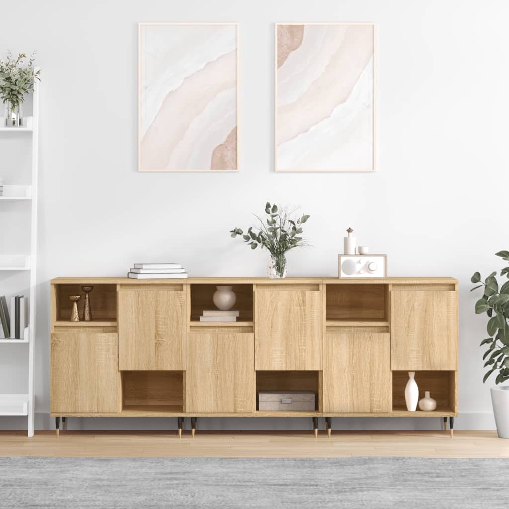 Sideboards 3 pcs. Sonoma Oak Wood Based Material
