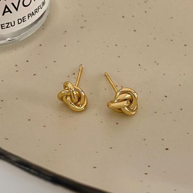 Small Knot Tangled Earrings Small Thread Ball Earrings Niche Design Sense