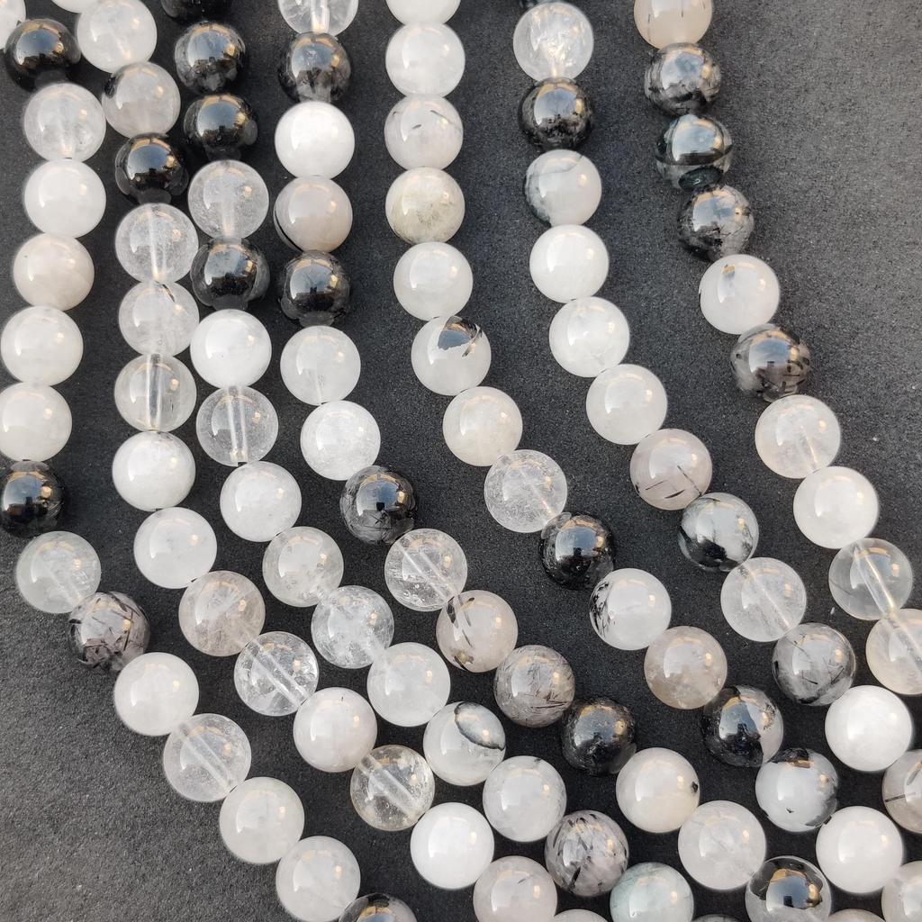 Black Rutile Plain Round Natural Beads, Black Rutile Plain Beads, Black Rutile Smooth Beads, 6mm 8mm 10mm Size, 14-15 Inch Strand Beads.