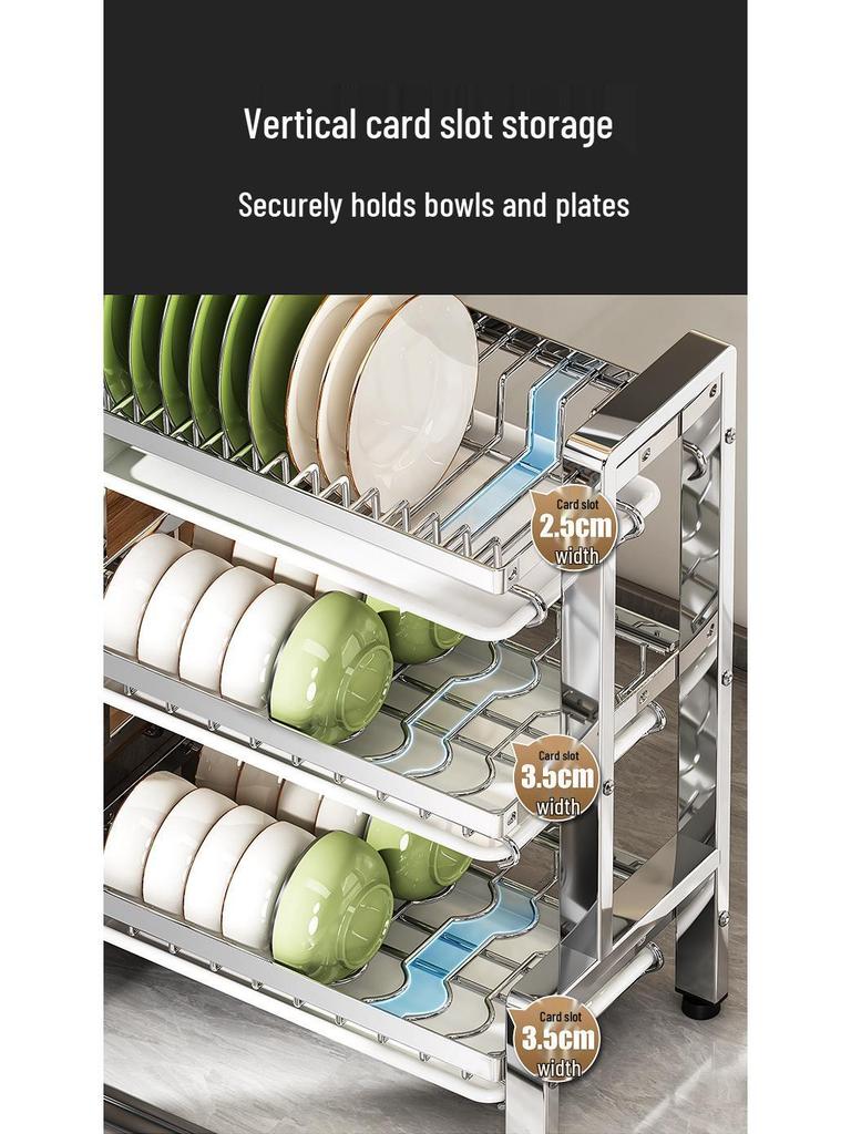 2026 Multi-functional Stainless Steel Dish Drying Rack for Countertop Storage of Bowls, Plates, and Chopsticks