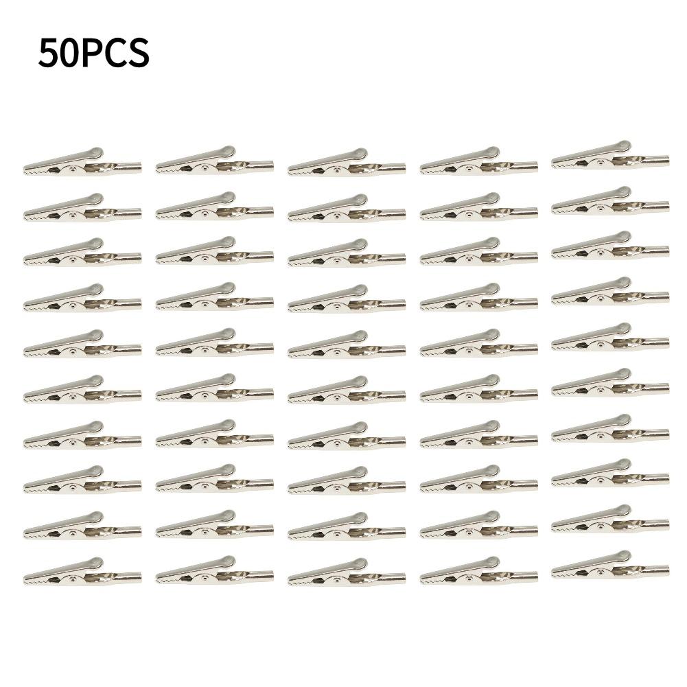 10/20/50Pcs 51mm Metal Alligator Clips Crocodile Electrical Test Cable Lead Probe Clip Battery Clamps 10A Silver Crocodile Clips