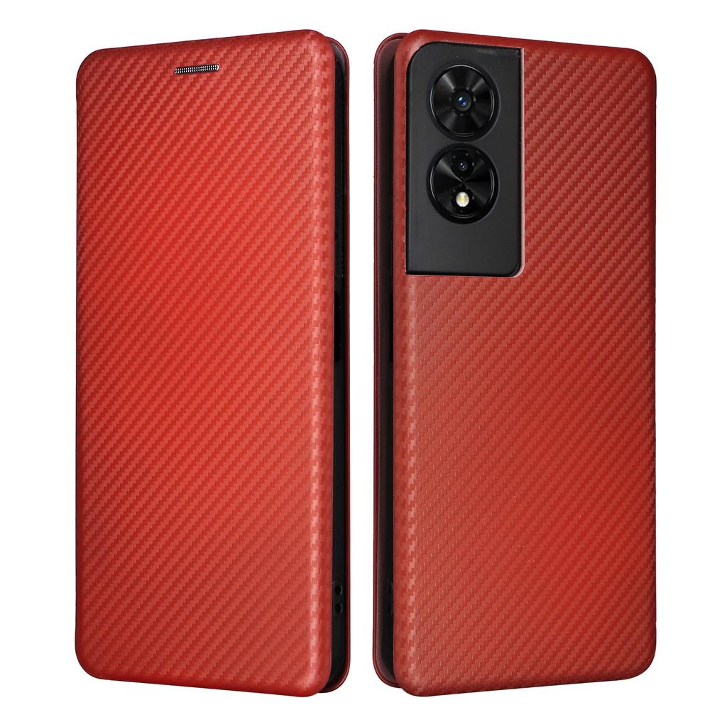 Pro pouzdro na telefon TCL 505 Kožené s texturou uhlíkových vláken Magnetické zavírání Skořepina