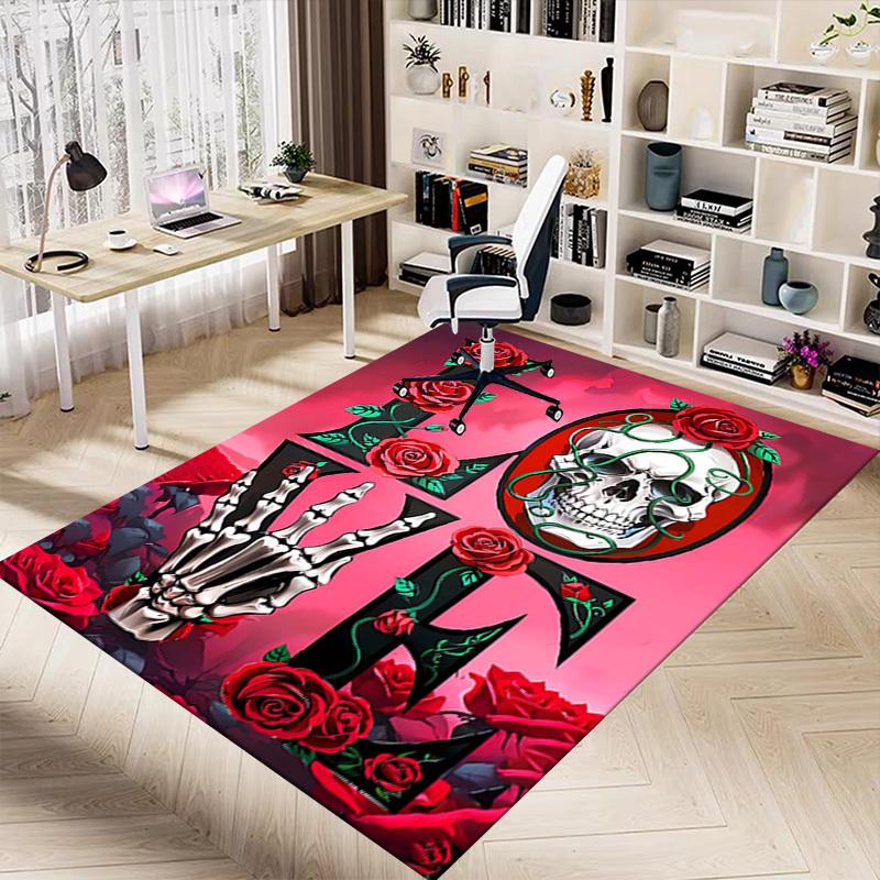 1PC Love Skull Extra Large Non Slip Floor Carpet, Office, Family, Studio   Large Area Rug Indoor Rugs, Bold Statement Piece