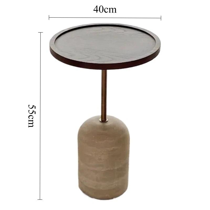 Creative Stone Base Coffee Tables Raised Edge Tea Desk Waterproof Heatproof Side Stand Solid Wood Indoor Household Living Room F