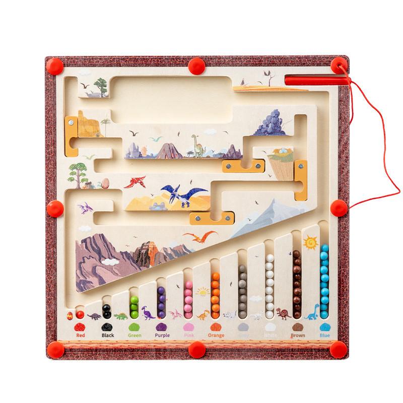 

Деревянный пазл Магнитный лабиринт на тему динозавров Для развития когнитивных способностей детей