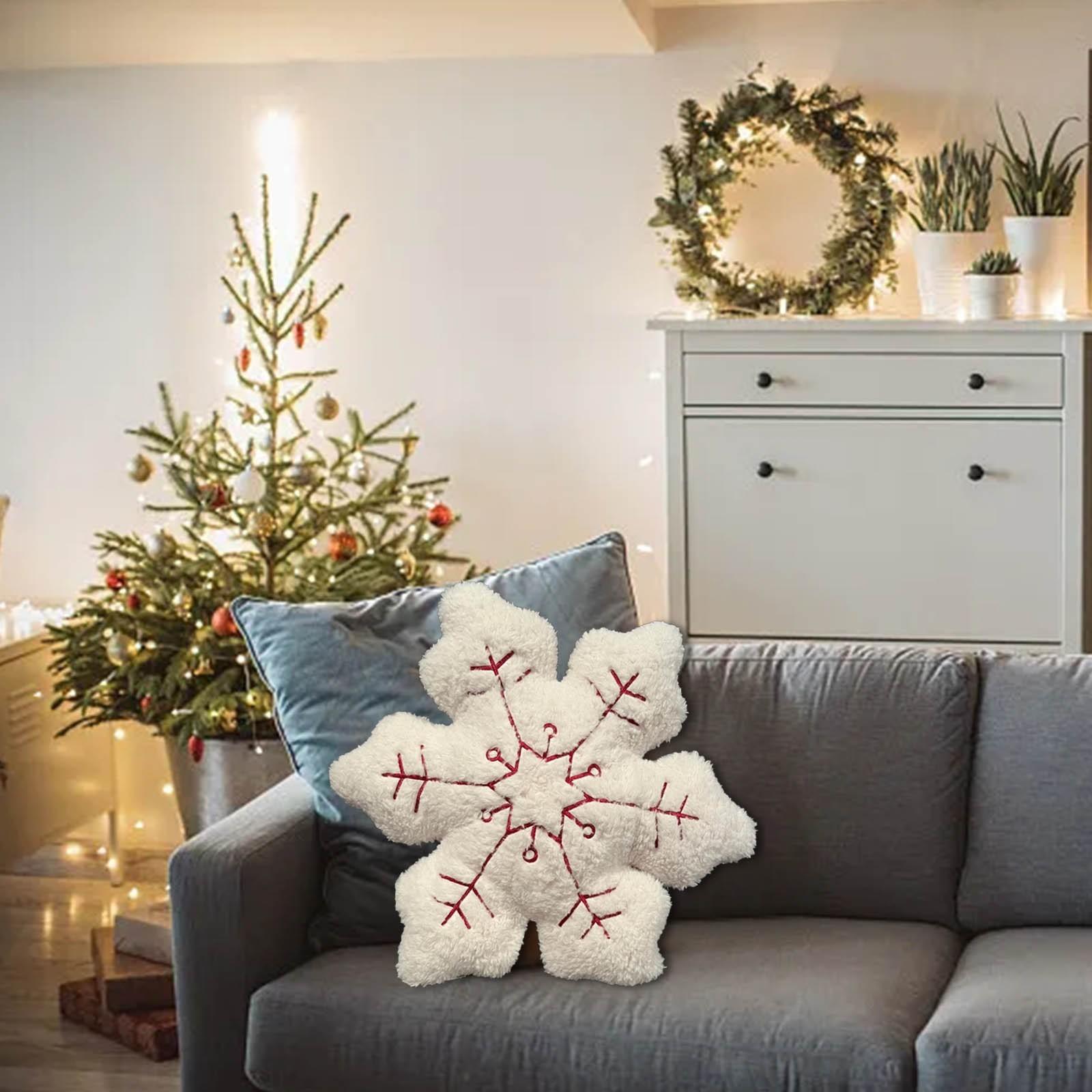 

Christmas Snow Pillow Cushion Winter Kawaii Flower Plush Pillow Mat Christmas Soft Snow Cushion Plushie Props Gift Xmas Decor белый