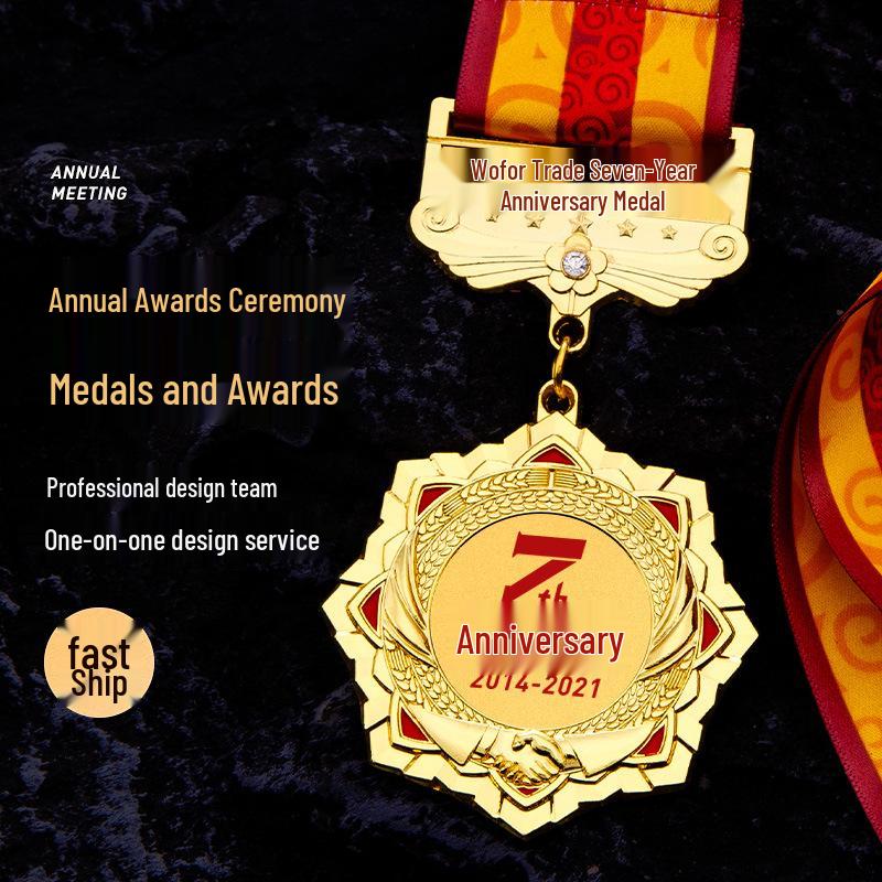 Work Anniversary & Retirement Commemorative Metal Medal Plaque for Employee Recognition and Annual Meeting Awards. Gold Medal