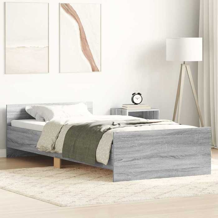 VidaXL Cadre de lit sonoma gris 90x200 cm bois d'ingénierie 835930