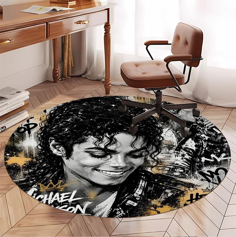 Covor rotund cu model Michael Jackson, Covoraș de interior/exterior, pentru picnic, sală de jocuri, dormitor, birou, sufragerie, Covor pentru decorarea casei, Cadou de ziua de naștere