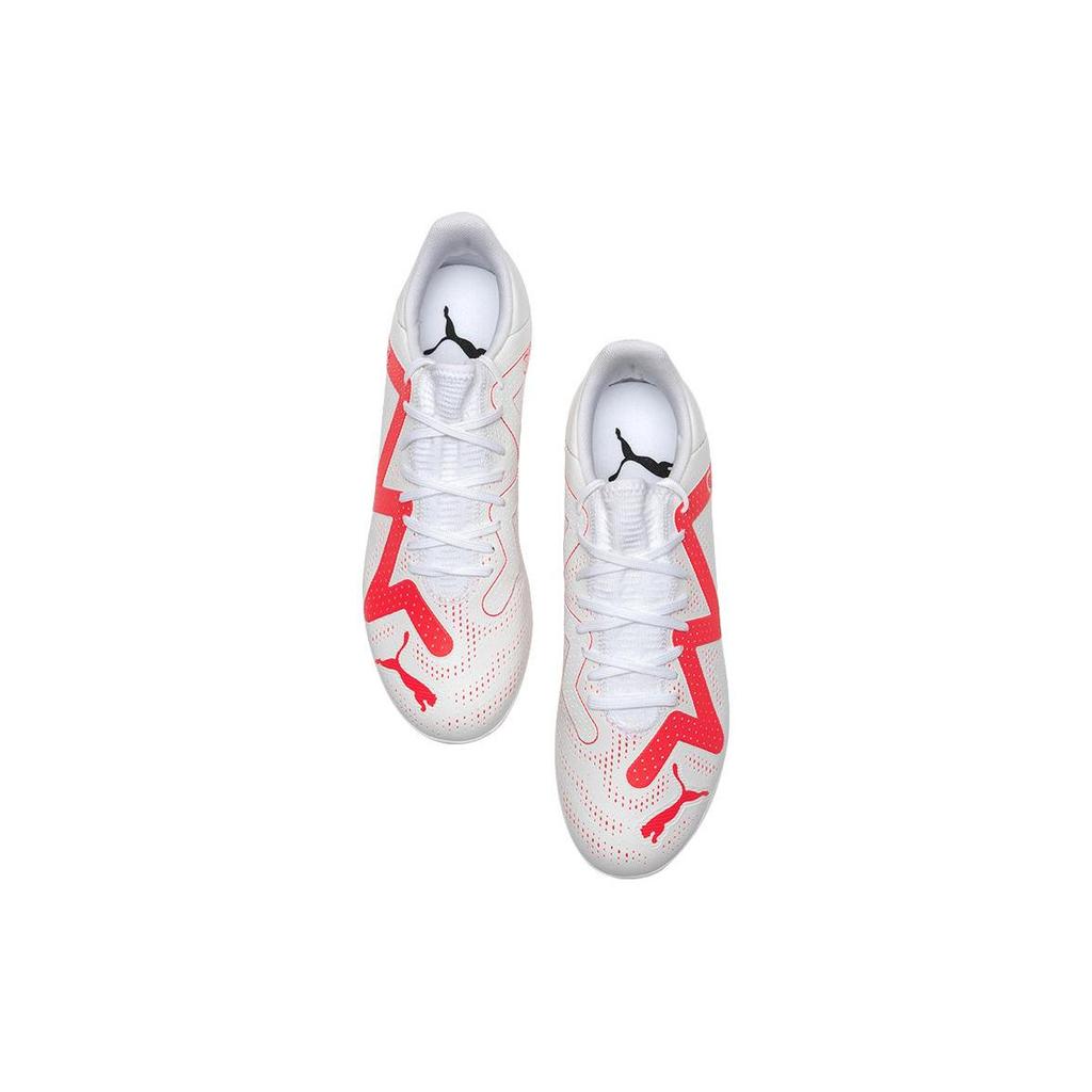 Puma Future Play Round Toe Comfortable Mg (Rubber Short Stud) Soccer Shoes Men Soccer Shoes White Red 107380-01