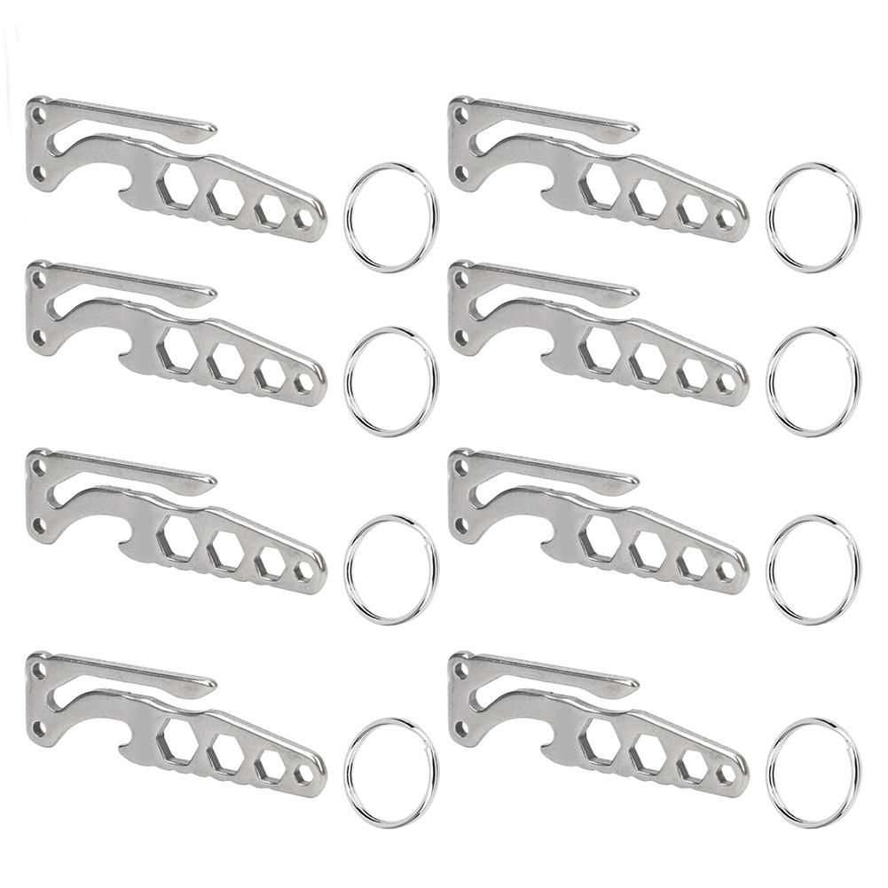 Stainless Steel Pocket Key Clip Bottle Opener Hex Wrench Multifunctional Tool for Outdoors