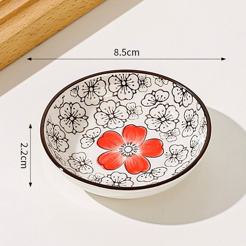 1/6pcs Japanese Style Mini Ceramic Plate Soy Sauce and Vinegar Dipping Plate Snack Plate Family Desktop Fruit Dessert Plate