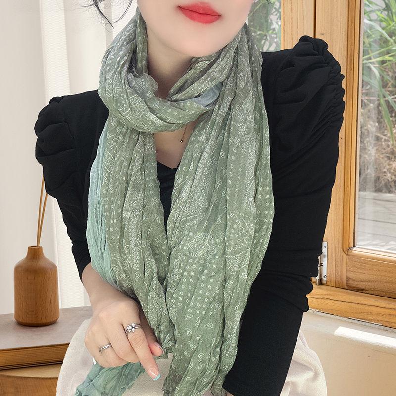 

Женский хлопково-льняной шарф Осенне-зимние стили Стильный и универсальный шарф