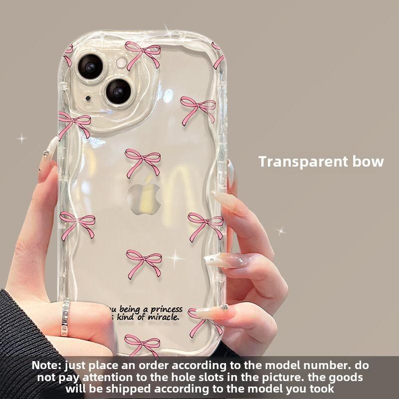 Bowknot Phone Case for IPhone 16 Pro Max 15 14 13 12 11 Plus Shockproof Transparent Soft Cover Protection Back Cover Bumper