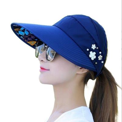 Cappello da sole da donna scavato Cappello da sole pieghevole a tesa larga Cappello da spiaggia Protezione UV Cappello da sole a tesa larga Cappello parasole