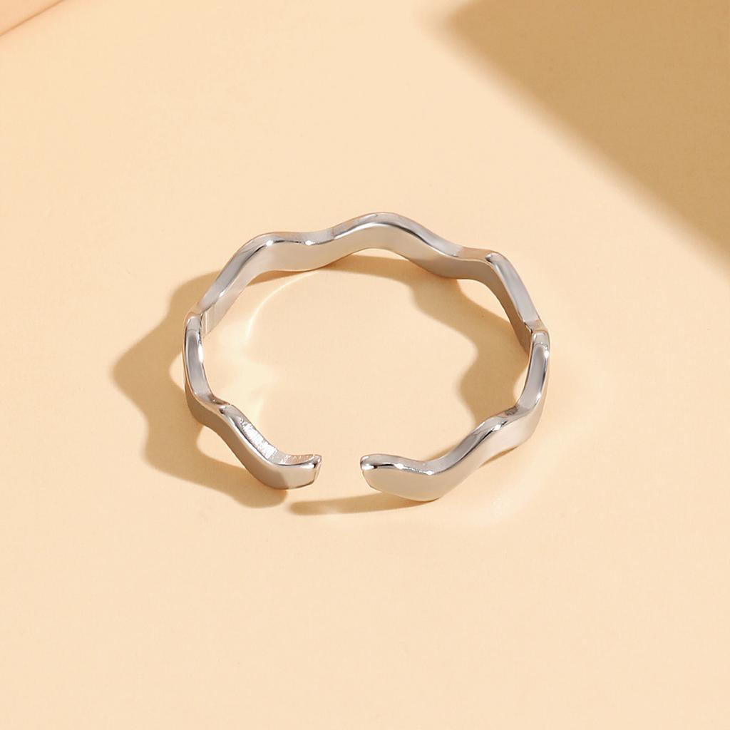 New Fashion Stainless Steel Wave Open Rings for Women Female Adjustable Geometric Möbius Rings Non-fading Jewelry Gift