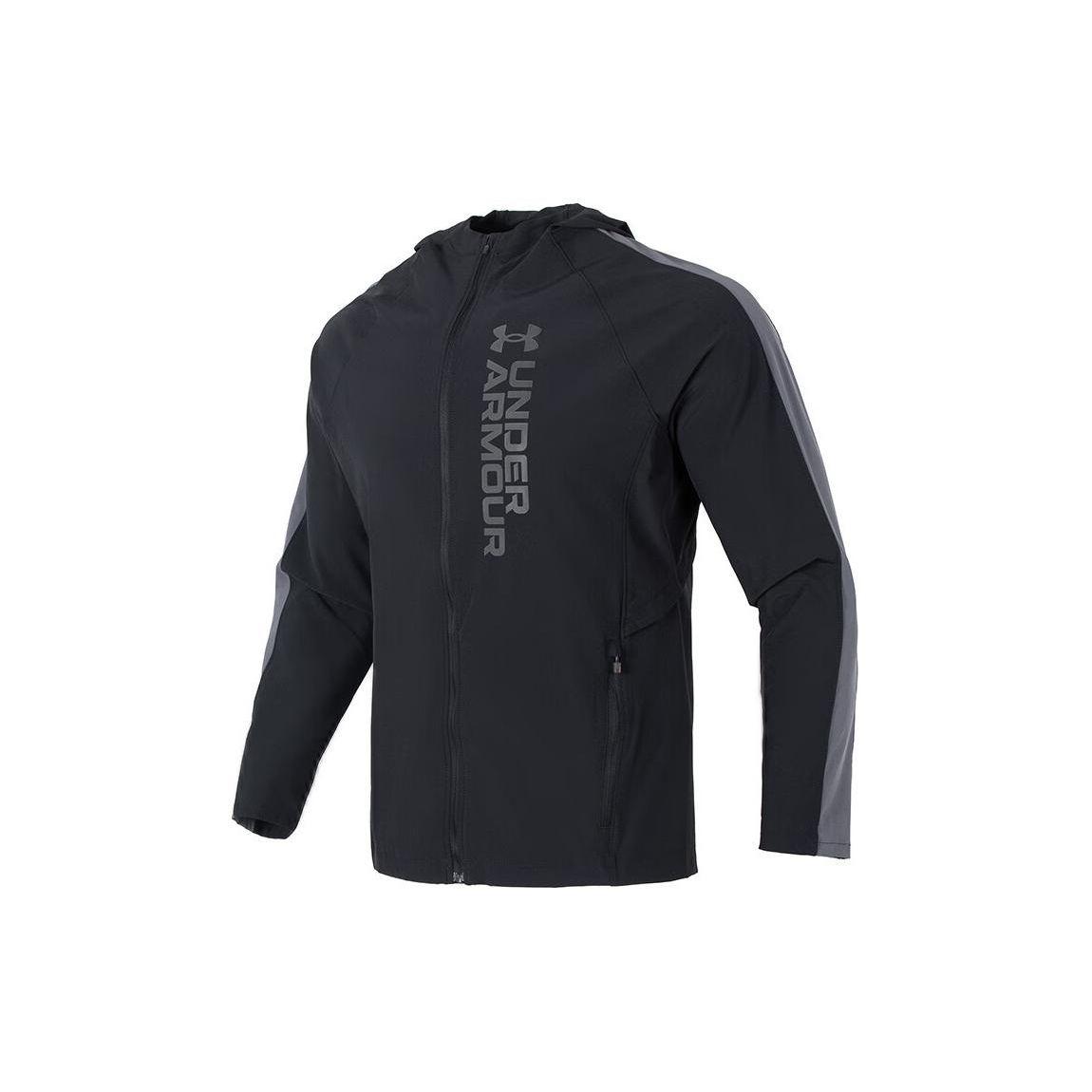 Under Armour Letter Print Fitness Training Hoodie Jacket Men Black 1377486-002 M