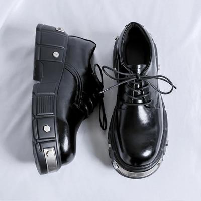 New British Style Men Casual Shoes Fashion Leather Dress Derby Shoes Thick Bottom Outdoor Work Shoe Comfy Round Toe Formal Shoes
