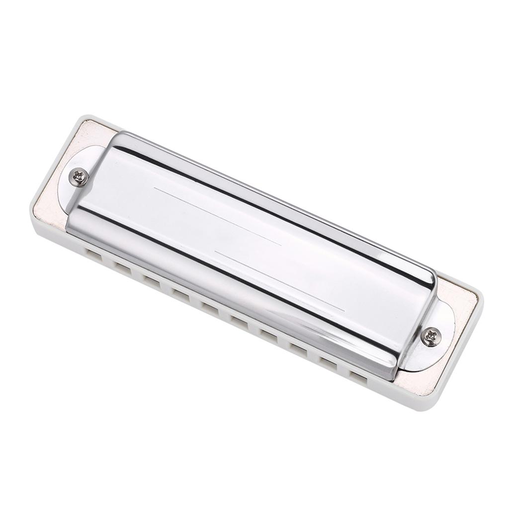 KONGSHENG AM 20D Phosphor Bronze Reed 10 Hole 20 Tone Blues Harmonica In the Key of Bb White