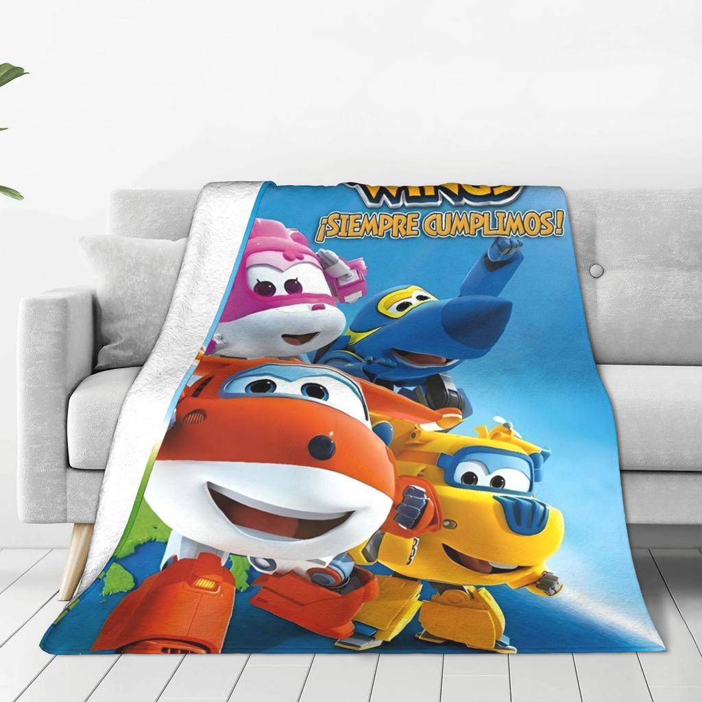 Super Wings Cartoon Plush Blanket Students Flannel Throw Blanket For Bedroom Warm Custom Quality Bedspread Gift