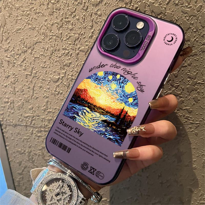 Van Gogh Oil Painting Matte Laser Phone 16 14 15 For iPhone 13 12 11 Pro Max Cover Case Funda