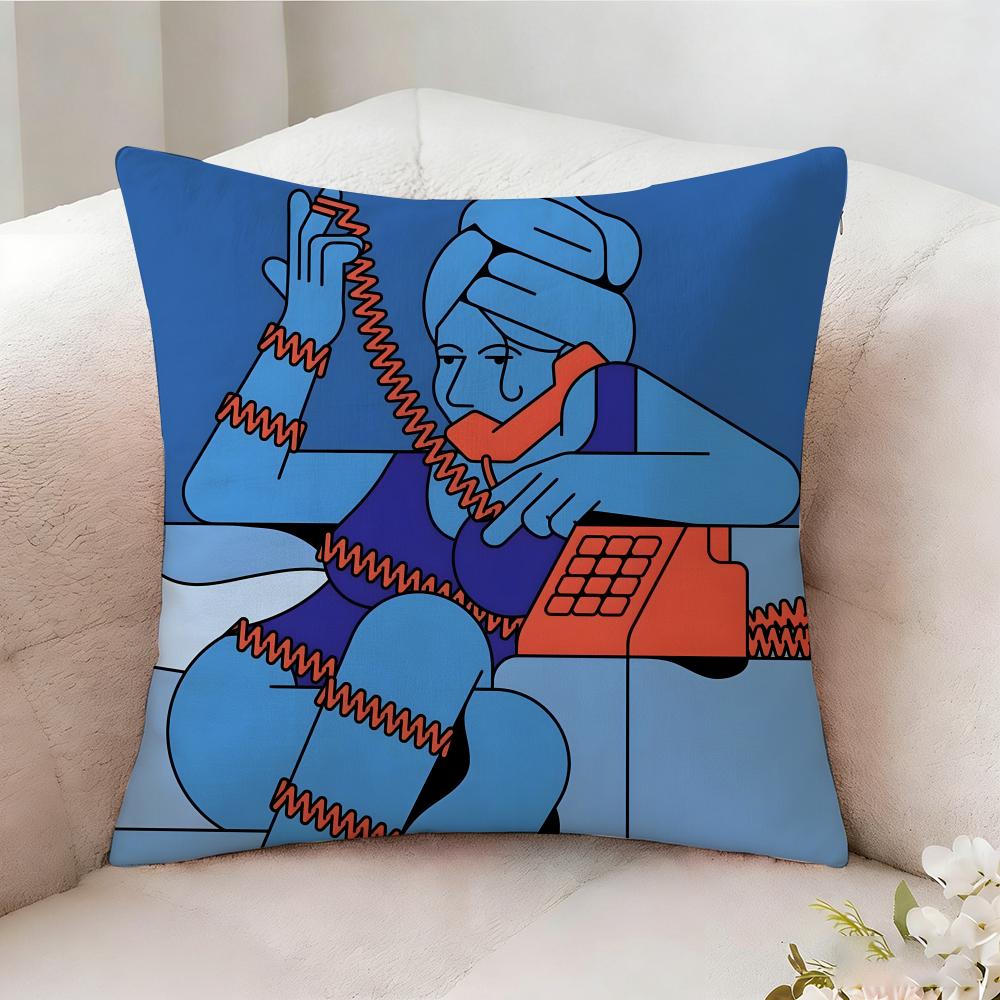 Emotional Illustration Pillow Case Pillowcase Doublesided Printed Sofa Cushion Bedroom Headboard Pillow