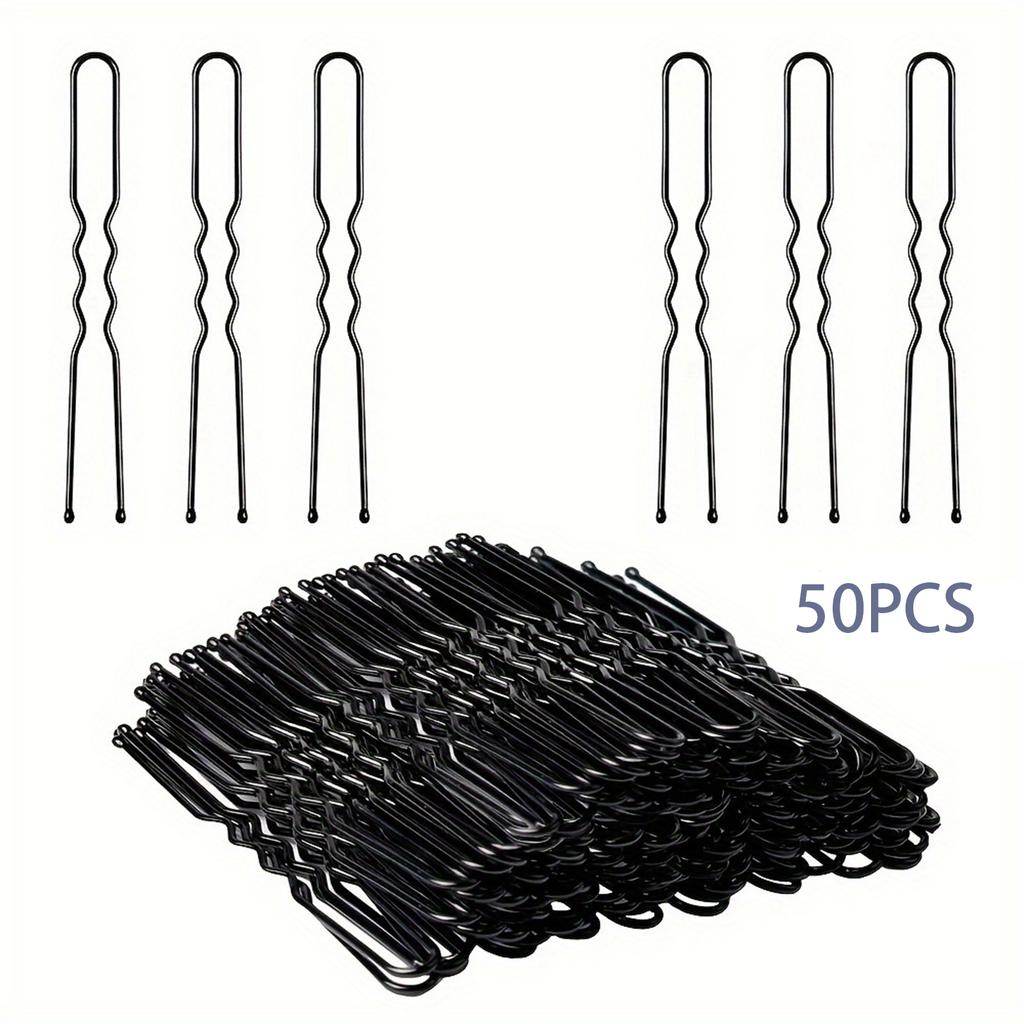 50PCS U-Shaped Hair Pins Thickened 5cm Hair Clips for Hair Styling Bridal Hair Accessories Salon Hairpins for Bun and Updo Hairstyles