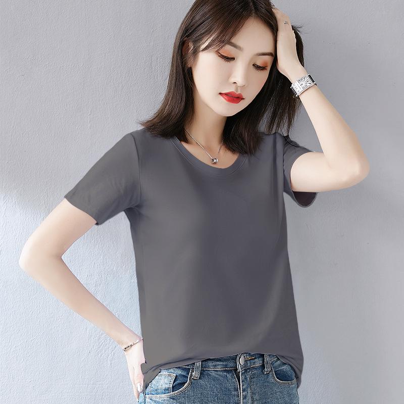 Women's 2022 Green Heart-Shaped V-Neck Short-Sleeve Cotton T-Shirt - Trendy Summer Wear