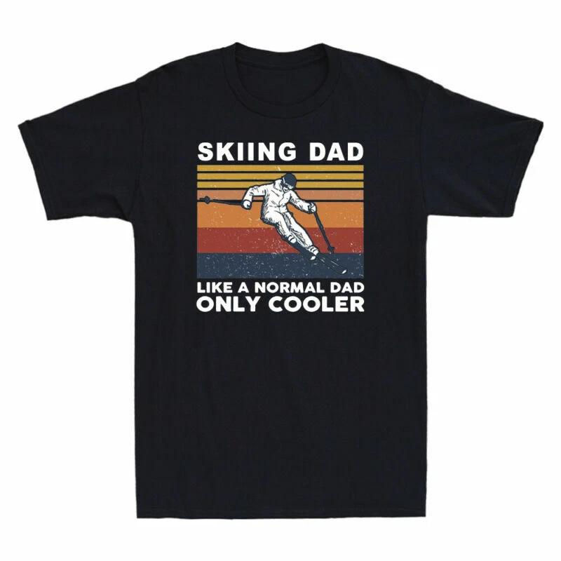 Skiing Dad Like A Normal Dad Only Cooler Funny Skiing Lover Vintage Men T-Shirt XXXL