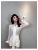 Korean Dongdaemun Gentle Sexy Feminine Ribbon Sheer Long Sleeve Shirt