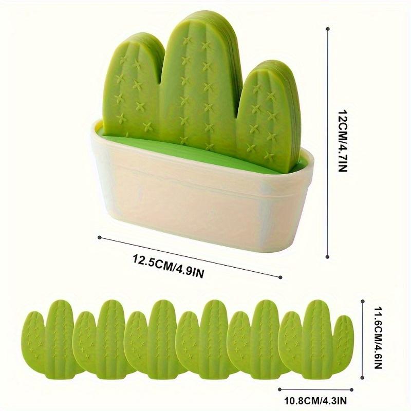 1pc Green Plastic Cactus Shaped Coaster with Mini Planter, Heat Insulation,Anti-Slip, Creative for Office,Home Decor Accessory
