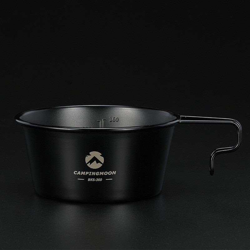 CAMPINGMOON Outdoor Titanium Coating Bowl for Picnic 450ml Handle 304 Stainless Steel Outdoor Camping Cookware