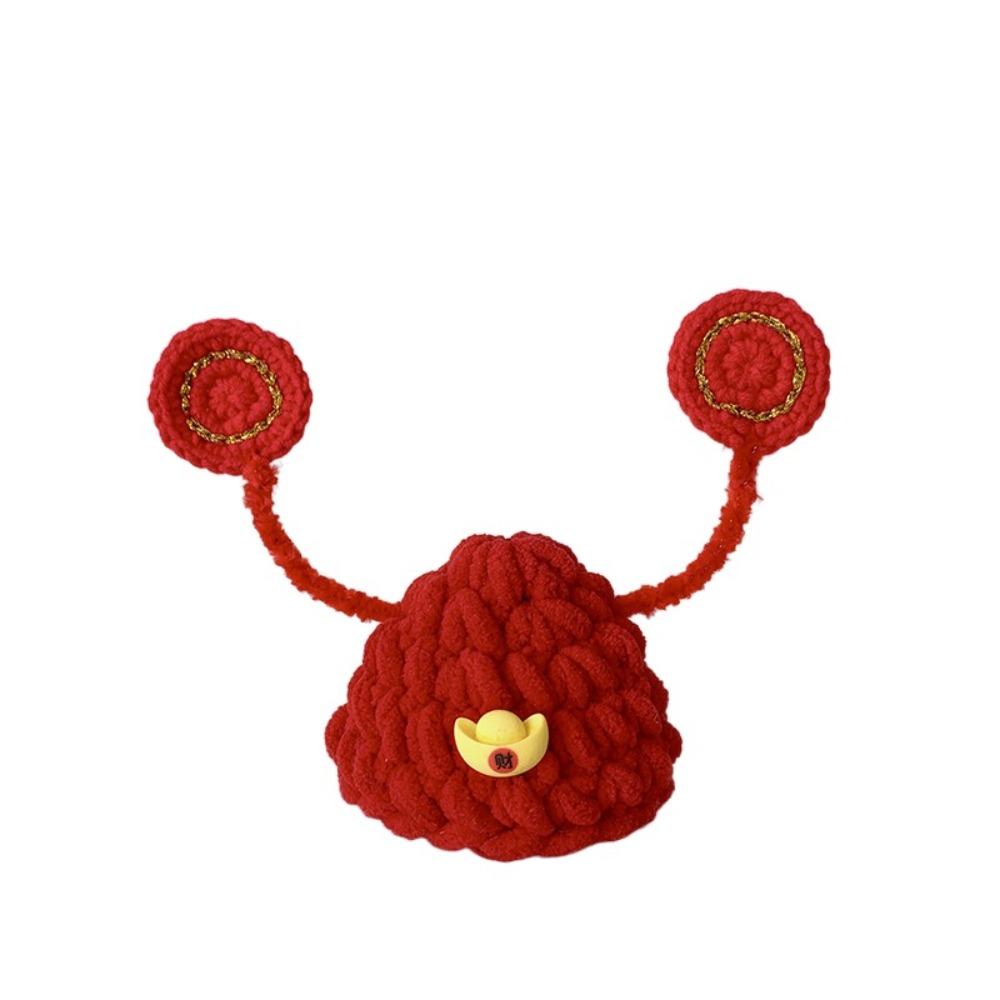 

Теплая вязаная шапка для питомца в китайском стиле, берет для питомца, шапка на голову кошки на удачу, Рождество, Новый год S-Style 1