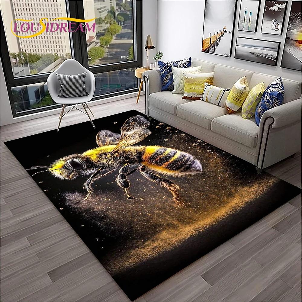 Insect 3D Cartoon Bee Cute HoneyBee Carpet Rug for Home Living Room Bedroom Sofa Doormat Decor,kids Area Rug Non-slip Floor Mat
