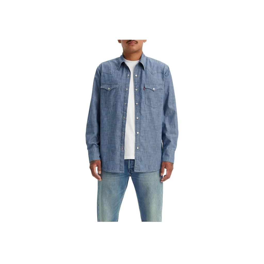 Levis Barstow Standard Fit Leichtes Westernhemd Uni Button-Down Denim Langarmhemd Herrenhemden Blau 85744-0067