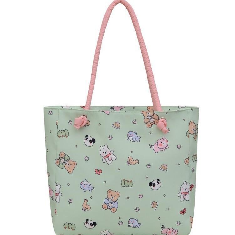Large Capacity Canvas Tote Bag For Women Stylish Japanese Cartoon Design Ideal For Daily Use