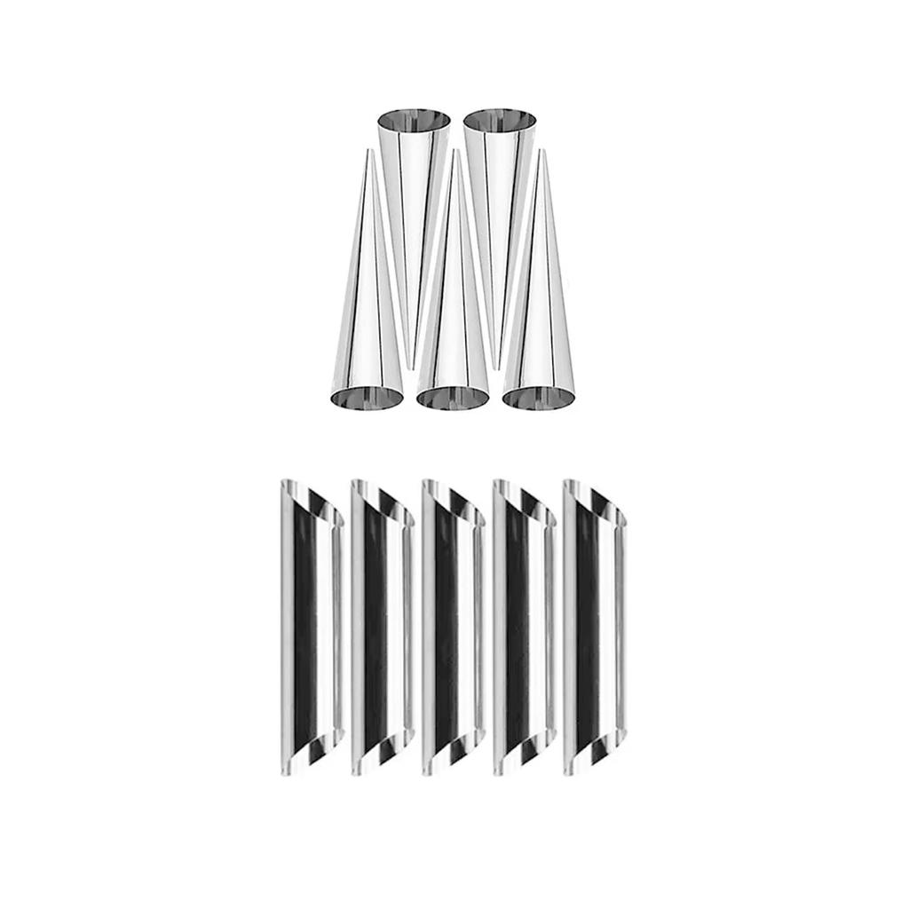 10pcs Stainless Steel Cake Tool Set Croissant Mold Pancake Tube Cone Shaped Baking Mold Kitchen Dessert Tool Cake Bread Mold