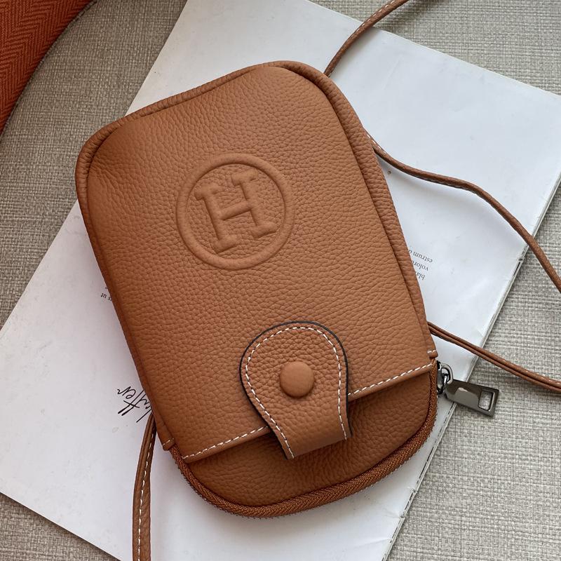 2025 Wielofunkcyjna Torba Crossbody na Telefon z Prawdziwej Skóry - Wytłaczana Skóra Bydlęca Licowa Torba na Ramię