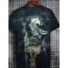 Men's Howling Wolf 3D Printed T-Shirt Full Moon Night Forest Graphic Tee Cool Flying Eagle Landscape Short Sleeve Casual Top Streetwear Men Clothing
