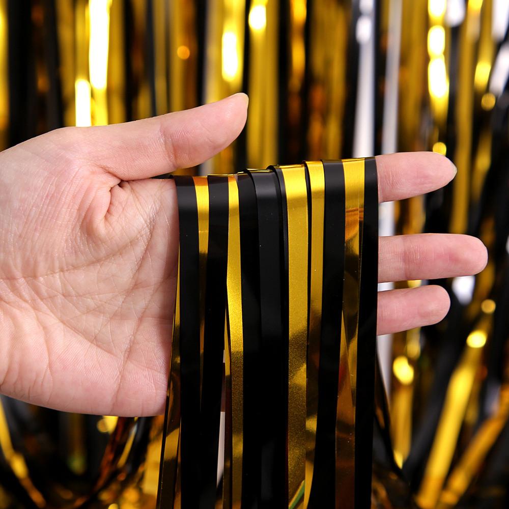 Black Sophisticated And Gold Rain Curtain For Halloween Party Displays And Backdrops Decorative