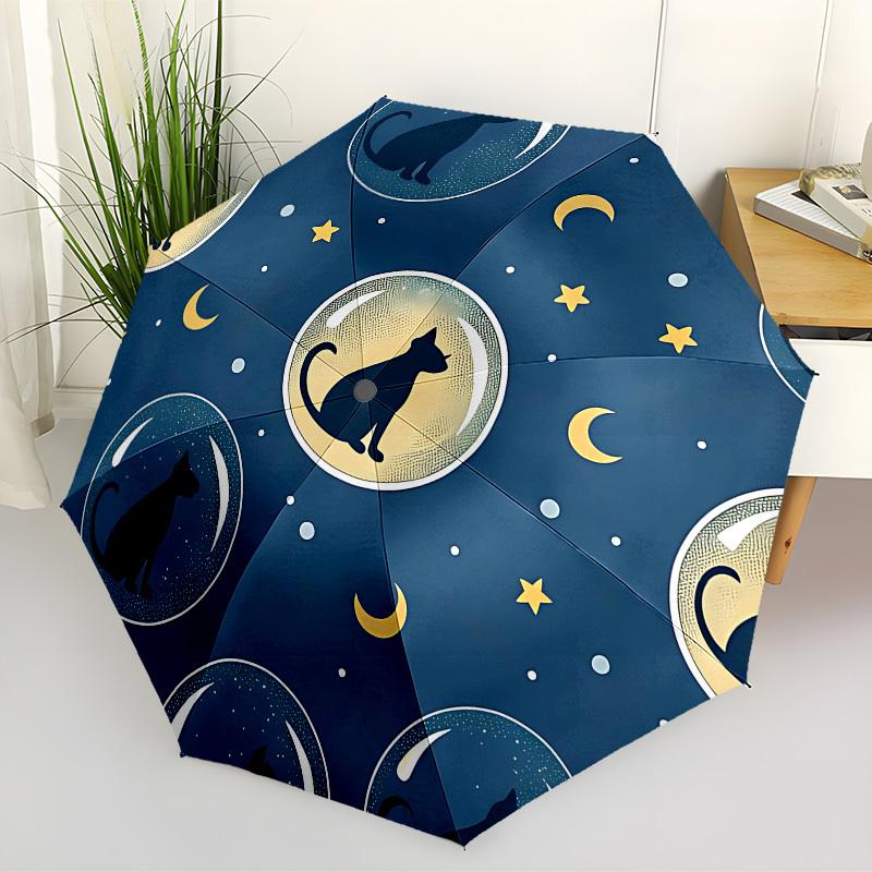 

1PC Cat Night Automatic Folding Umbrella - Compact 8-Rib Design, Durable Plastic & Iron, Lightweight for Outdoor Daily Use, Festive Gift023